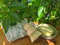 Tallow Earth Pure Lemon & Aloe Dish Soap Bar with Ceramic Dish / Brush Bundle