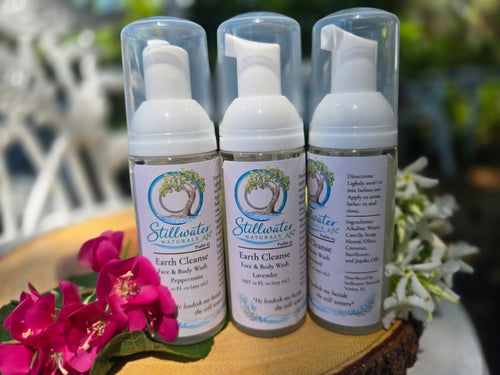 Earth Cleanse Travel Foaming Hand and Body Wash by Stillwater Naturals — natural foaming cleanser in travel size bottle
